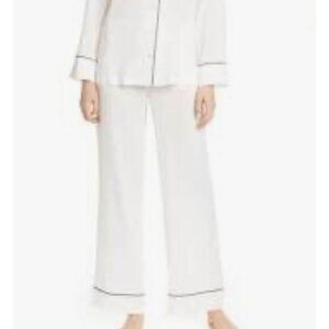 Equipment Femme Avery Pajama Pants Ivory Piped Silk Sz M